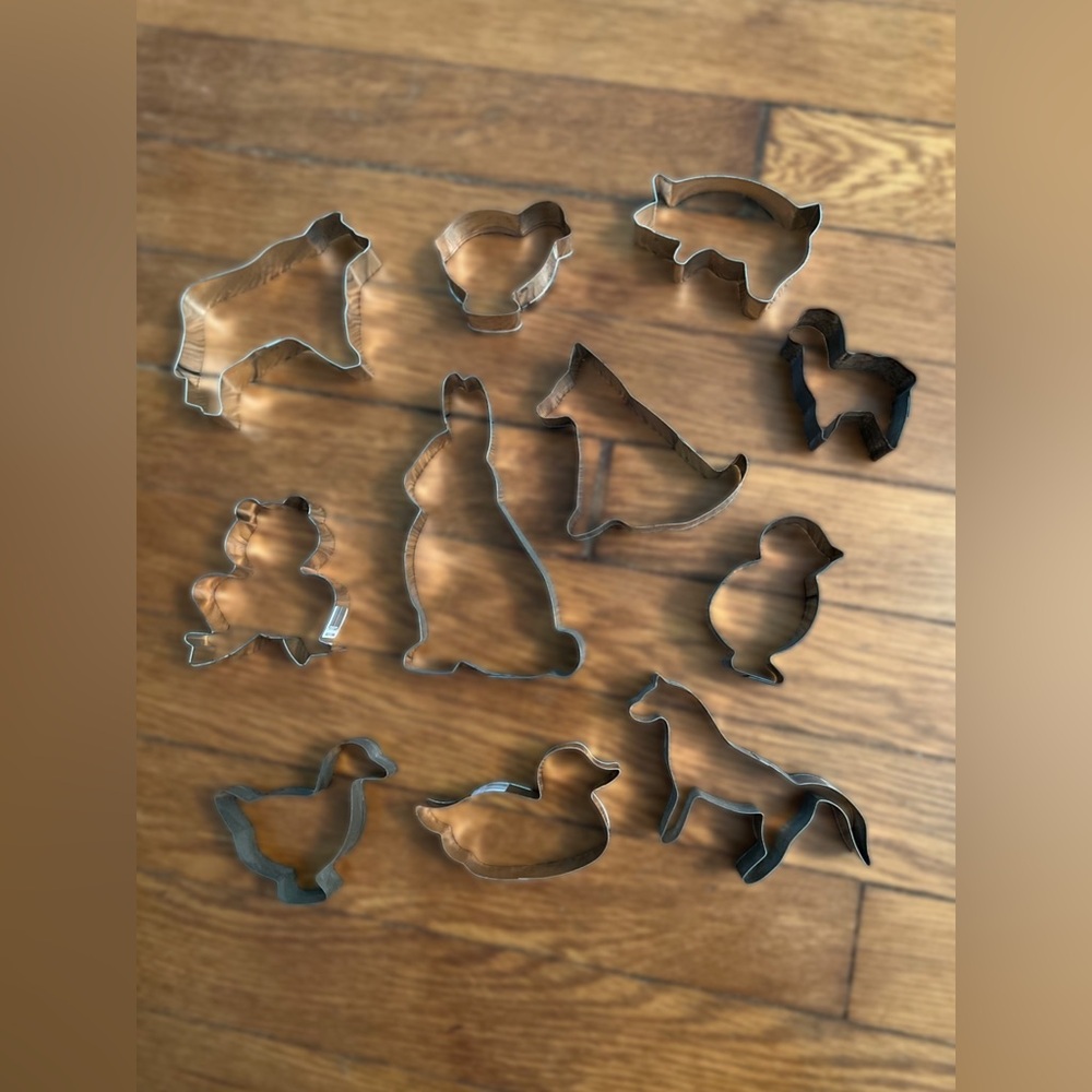 Vintage Stainless Steel Animal Cookie Cutters (10 ct)